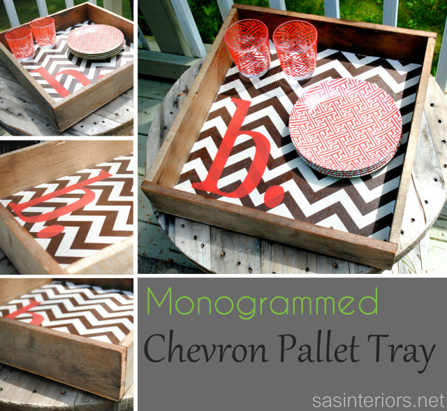 DIY_Monogrammed Chevron Pallet Tray