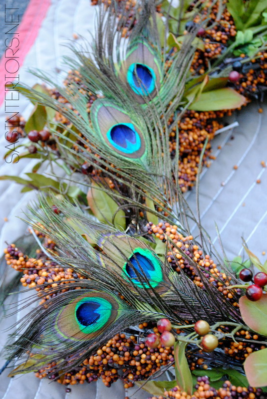 Autumn Wreath with Plum + Peacock Accents by @Jenna_Burger, WWW.JENNABURGER.COM