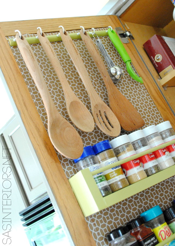 Kitchen Organization: Ideas for storage on the inside of the kitchen cabinets by @Jenna_Burger, WWW.JENNABURGER.COM