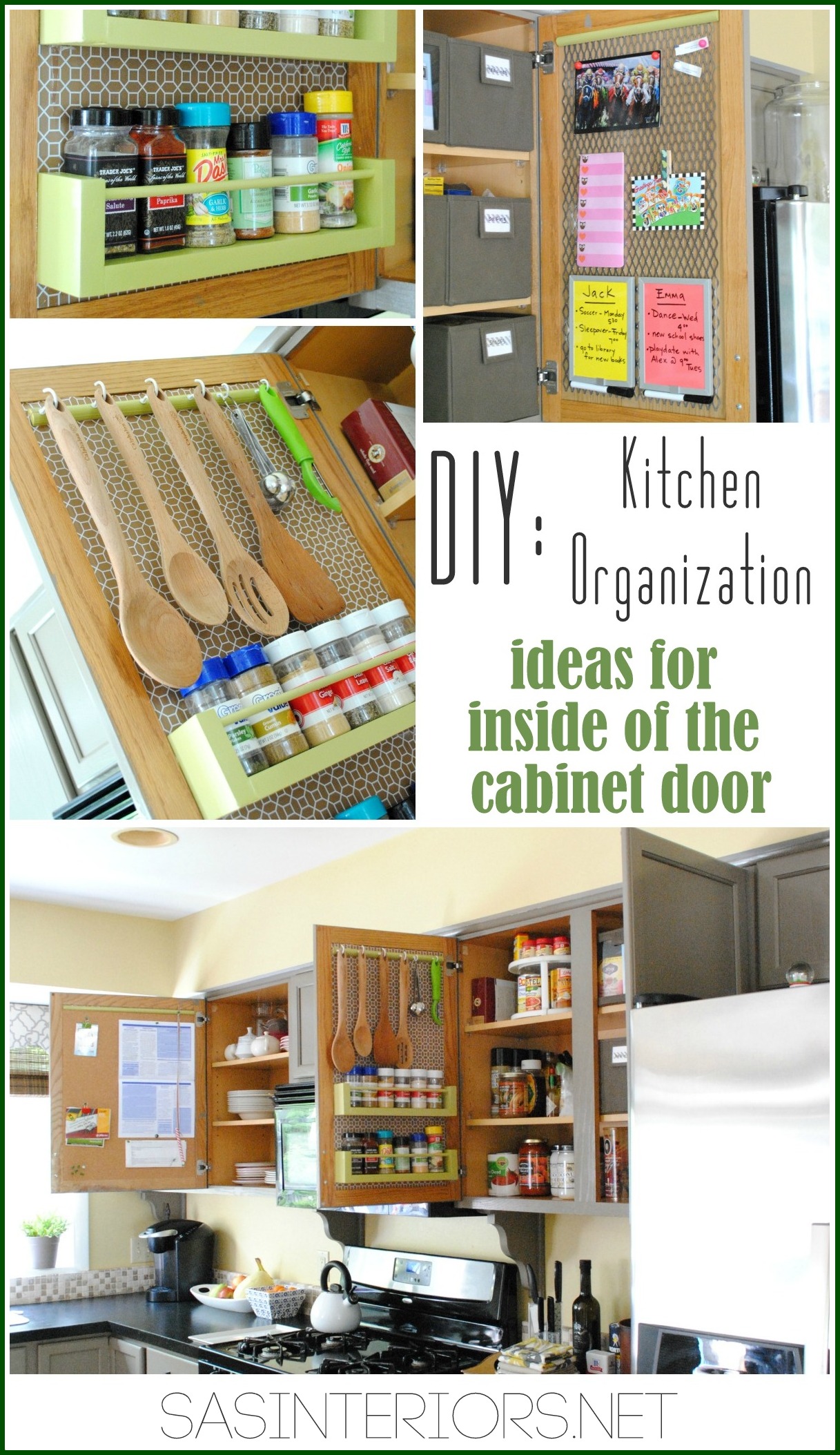 Kitchen Organization: Ideas for storage on the inside of the kitchen cabinets by @Jenna_Burger, WWW.JENNABURGER.COM