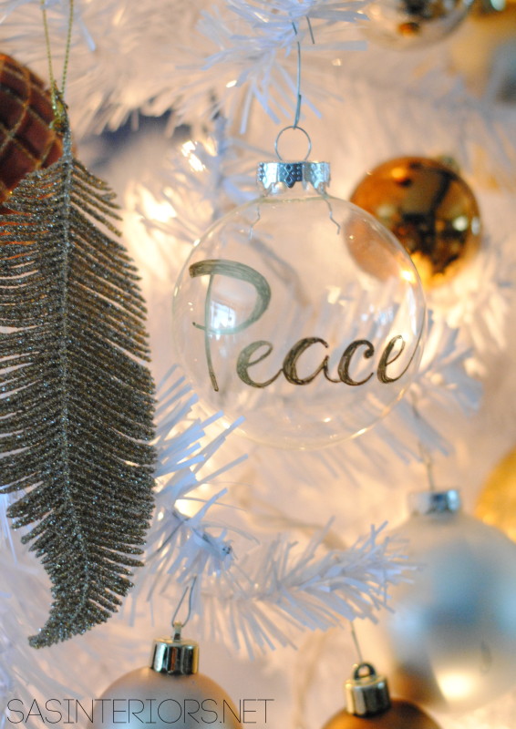 DIY: Word Christmas Ornament using a Gold Sharpie by @Jenna_Burger, WWW.JENNABURGER.COM