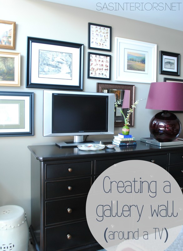 Creating a gallery wall behind a TV + tips on how to implement your own gallery wall. So many ideas & inspiration on this blog!