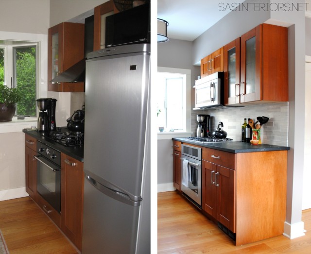 Before & After of a Kitchen Remodel: Integrating / Reusing existing Ikea cabinets with new custom cabinets to match. Transformation is INCREDIBLE!