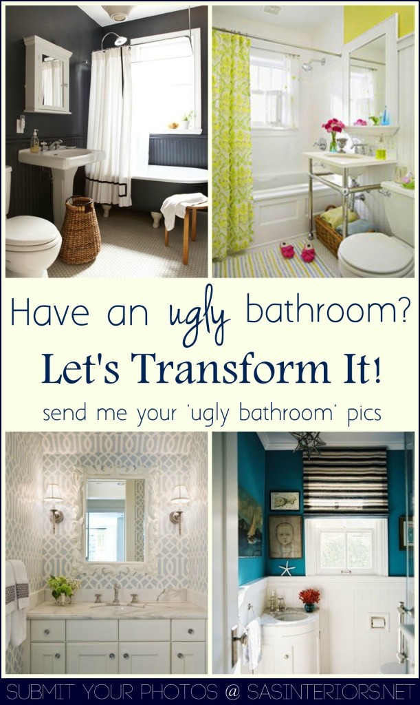 Ugly Bath Makeover {call for action}. Submit your pictures today and I will choose and create a design board + plan of action