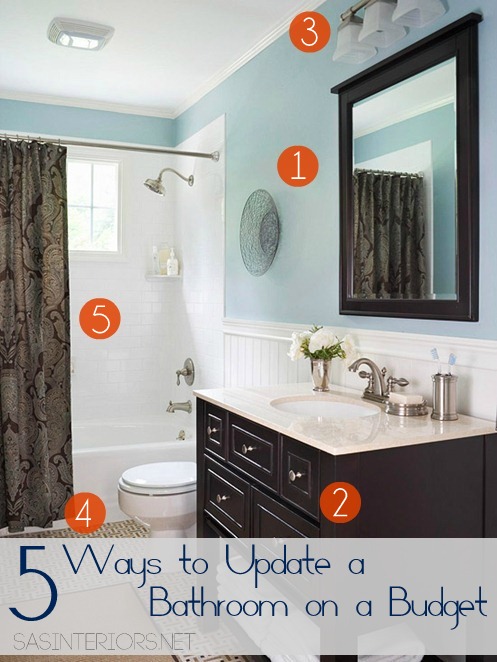 5 Ways to Upgrade a Bathroom on a Budget: Don't neglect a needed bathroom revamp because of cost + no-experience. Instead, embrace what you have and revamp the layers of the existing!