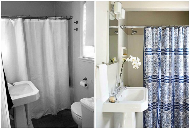 The layers of a space are the most important. In a bathroom, incorporate a pretty shower curtain, shelving, artwork, and anything that simply makes you happy.