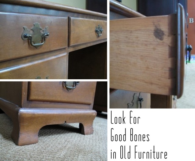 To find awesome thrifted treasures, look for good bones in old furniture!