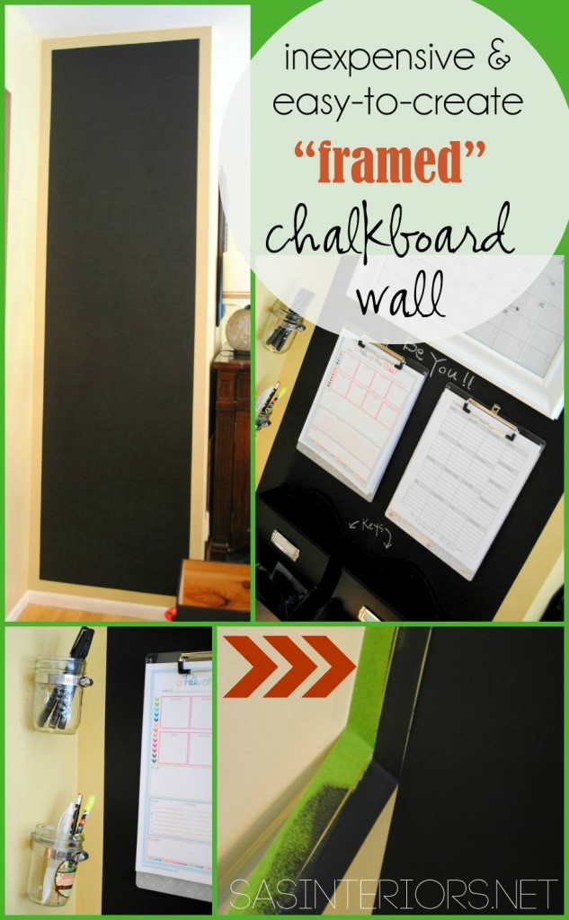 Inexpensive & Easy-To-Create "Framed" Chalkboard Wall using @frogtape by @Jenna_Burger, SASinteriors.net
