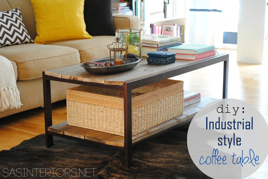 DIY: Modern to Industrial-Style Coffee Table.  Easy upgrade by removing glass and adding stained wood planks.  By @Jenna_Burger, sasinteriors.net