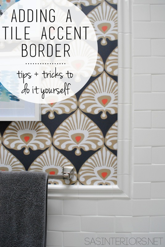 Adding a Tile Trim Border in a bathroom to give a finished edge!