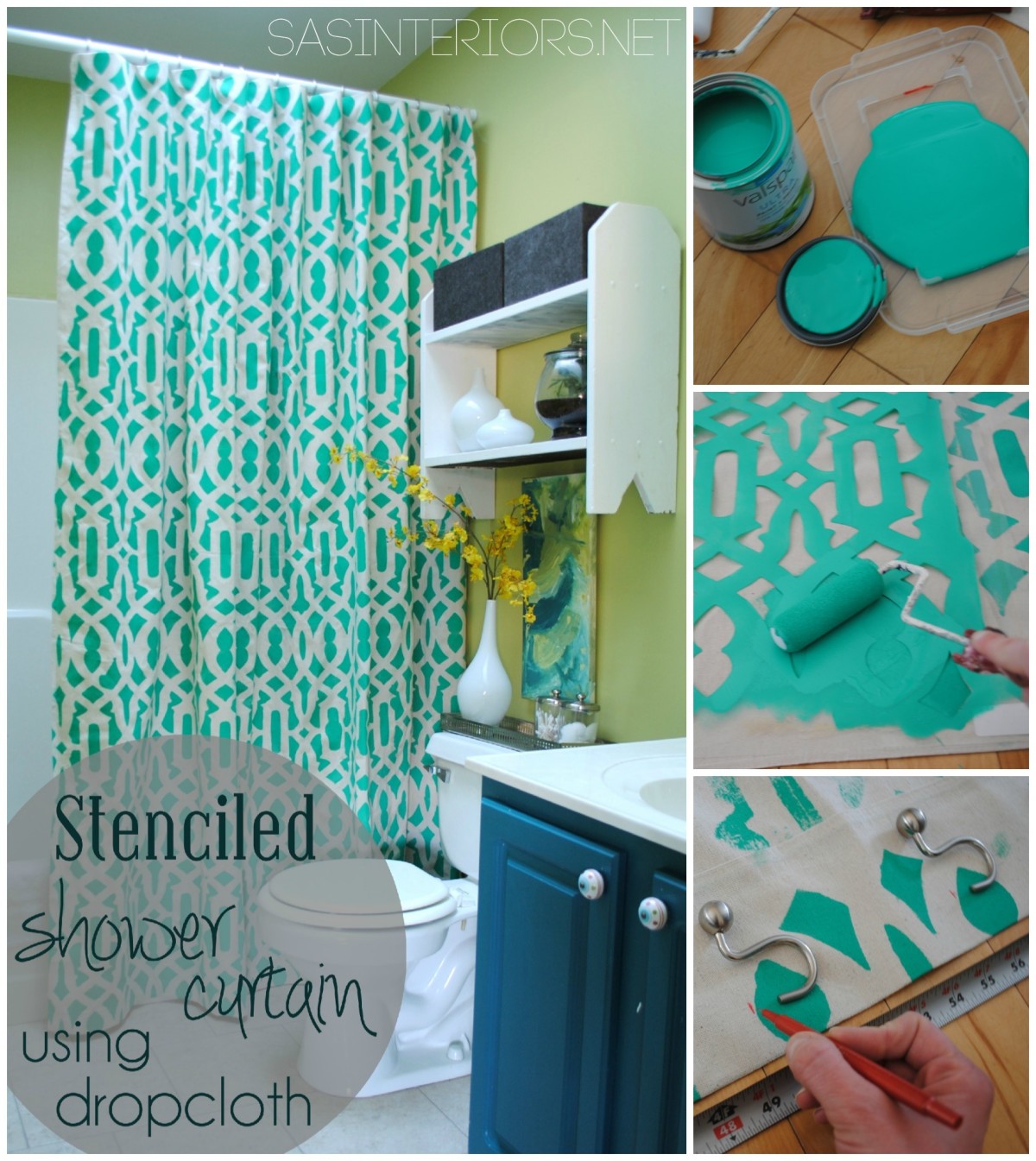 Diy Stenciled Shower Curtain Using, Diy Painted Shower Curtain