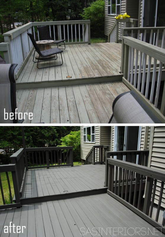 How to Stain a Wood Deck - Before and After Wood Deck Makeover