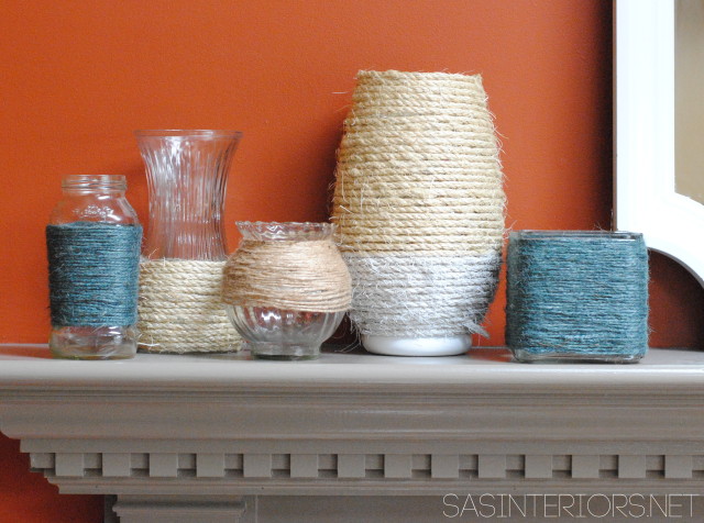 DIY: Rope Wrapped Vases perfect for creating & displaying in an apartment and/or small space #apartment #diy #apartmentliving