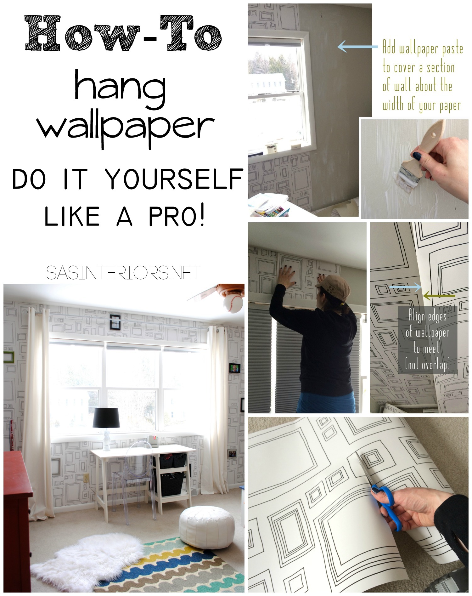 Tutorial + Tips + Tricks for hanging wallpaper. Do It Yourself but get the  results of a PRO! Splurge on the paper / Save money on the install. - Jenna  Burger Design LLC