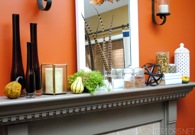 Fall mantel with feathers + greenery - simple ideas to jazz up a space for the season!