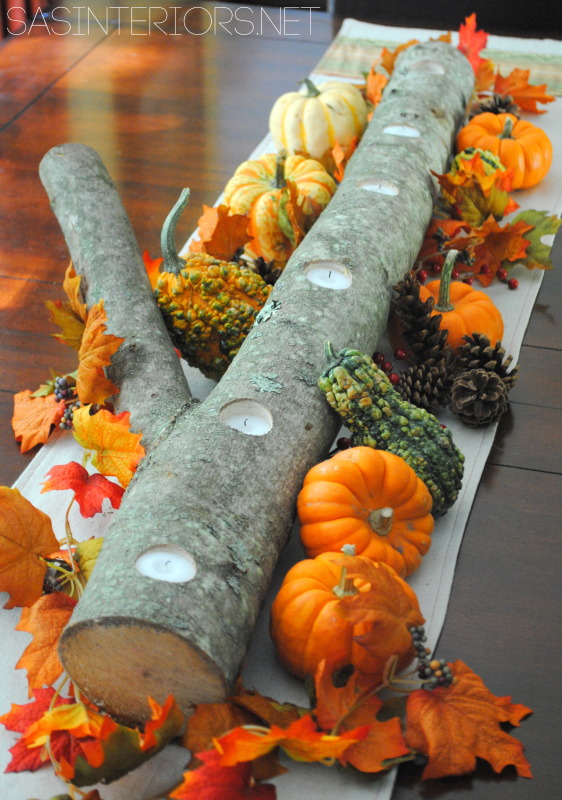 Autumn Log Centerpiece - the perfect addition to your Fall table or mantel - it's so easy to create!