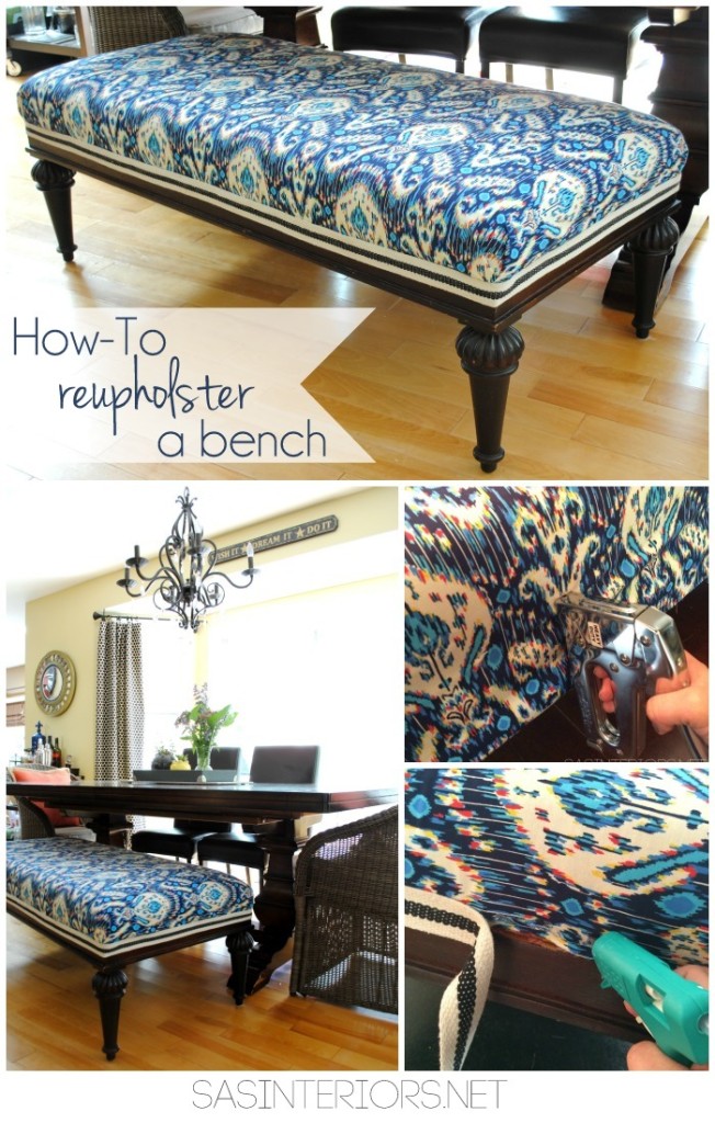 DIY: How-To Reupholster a bench (+ tips on keeping the original bench in tack without ruining it). 