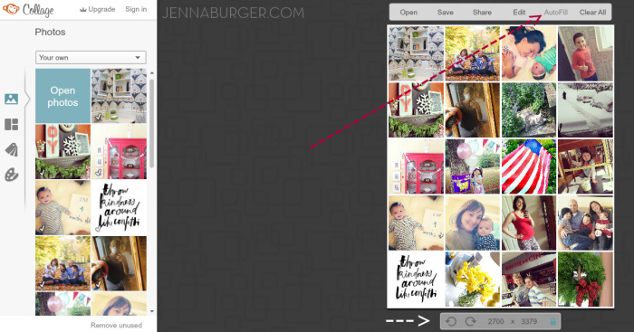 Easy-to-Make Photo Collage using Instagram or digital photos for less than $5.  Tutorial by Jenna Burger, www.jennaburger.com 