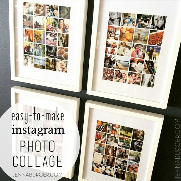 Easy-to-Make Photo Collage using Instagram or digital photos for $5.  Tutorial by Jenna Burger, www.jennaburger.com 