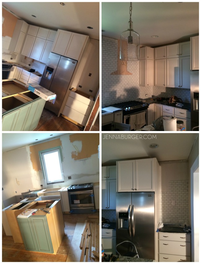 Pictures during construction of the kitchen featured on the Spring 2015 cover of Kitchen + Bath Makeovers magazine