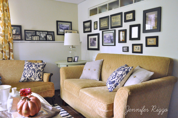 Fun use of old family pictures for decorating