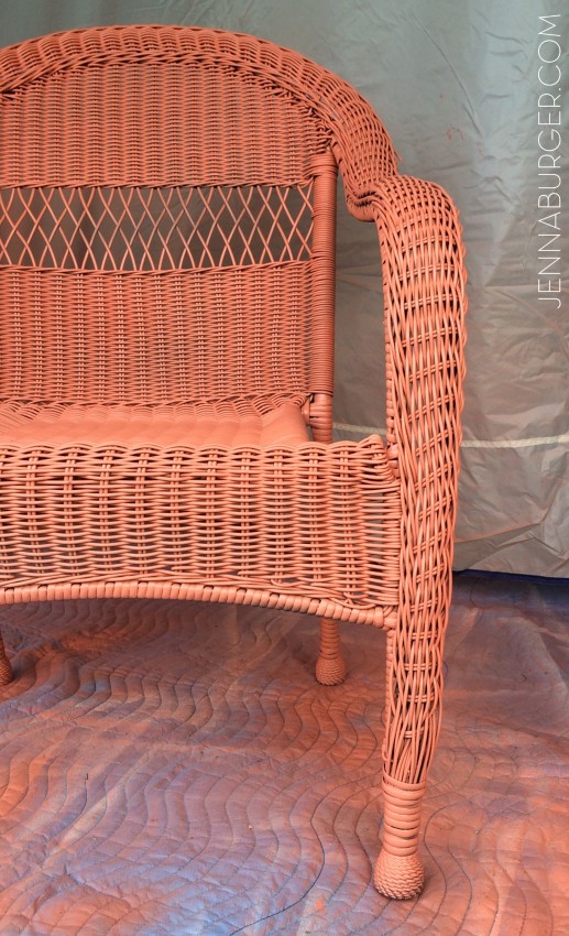DIY tutorial for painting wicker using the HomeRight finish max hand sprayer. I painted 2 wicker chairs in less than 10 minutes. That would be impossible with a paint brush. A hand sprayer is a MUST TOOL for paint projects. Check out a step-by-step tutorial + video of how fast it covers > www.jennaburger.com