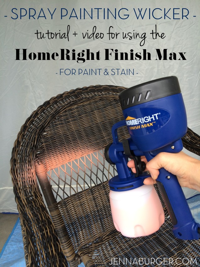 DIY tutorial for painting wicker using the HomeRight finish max hand sprayer. I painted 2 wicker chairs in less than 10 minutes. That would be impossible with a paint brush. A hand sprayer is a MUST TOOL for paint projects. Check out a step-by-step tutorial + video of how fast it covers > www.jennaburger.com