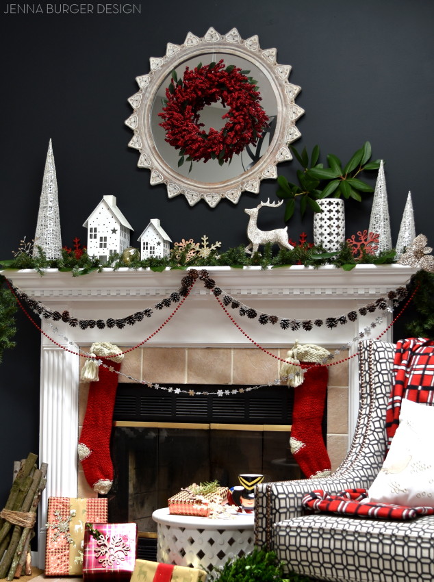 Christmas Mantel filled with old & new. Created by www.jennaburger.com