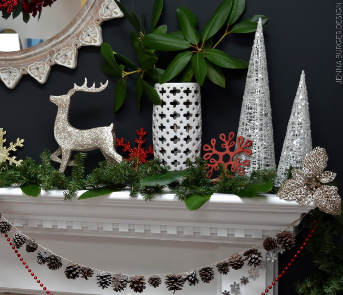 Christmas Mantel filled with old & new. Created by www.jennaburger.com